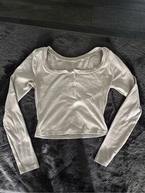 Cream Long-Sleeve Crop Top